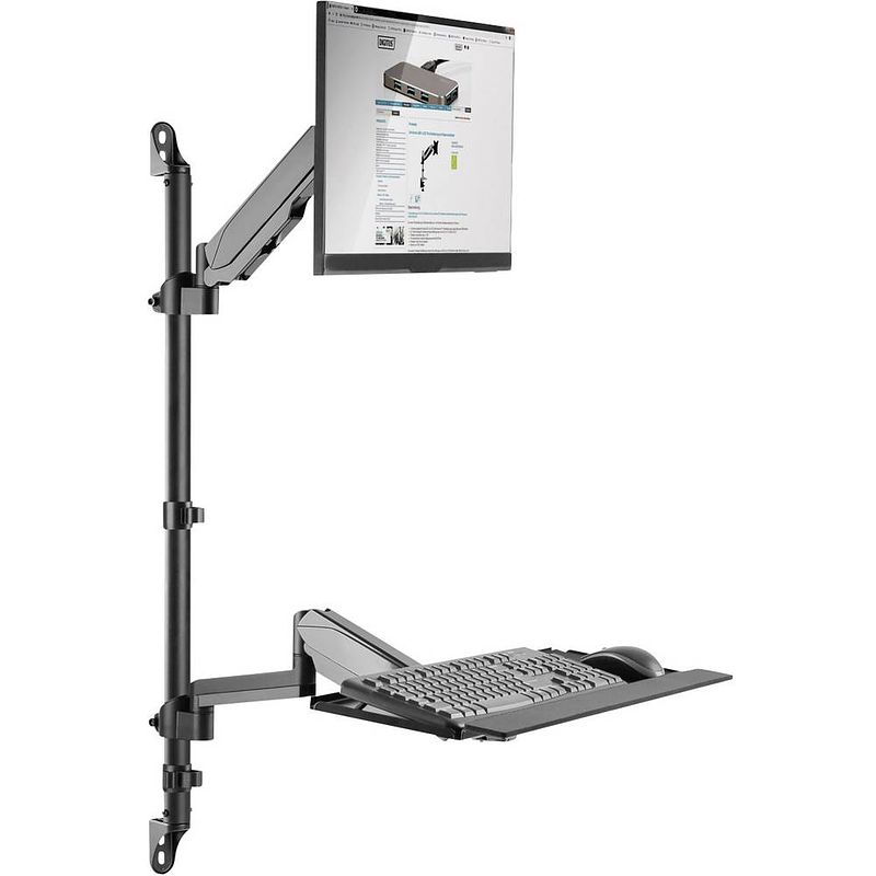 Foto van Digitus da-90372 monitor-wandbeugel 1 stuks 43,2 cm (17) - 81,3 cm (32) in hoogte verstelbaar, zwenkbaar, kantelbaar, kantelbaar en zwenkbaar, draaibaar,