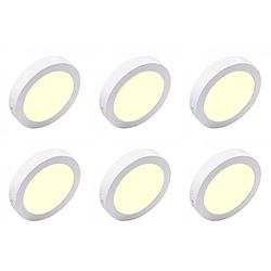 Foto van Led downlight 6 pack - opbouw - rond 18w - warm wit 3000k - mat wit aluminium - ø225mm