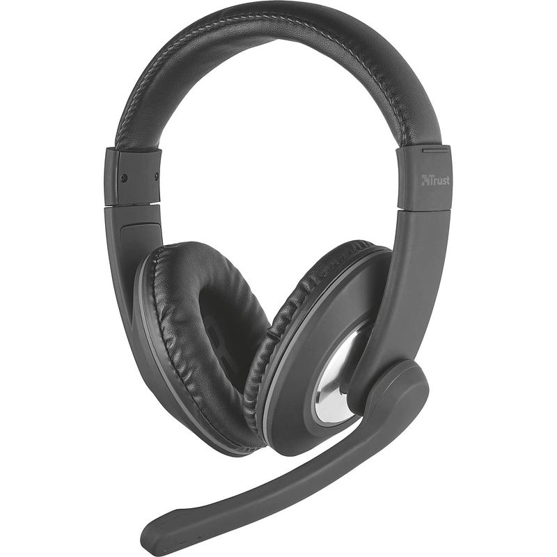 Foto van Trust reno headset voor pc en laptop headset zwart