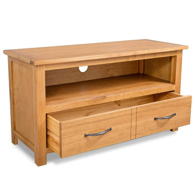 Foto van The living store houten tv-kast rustieke charme 90x35x48cm eikenfineer