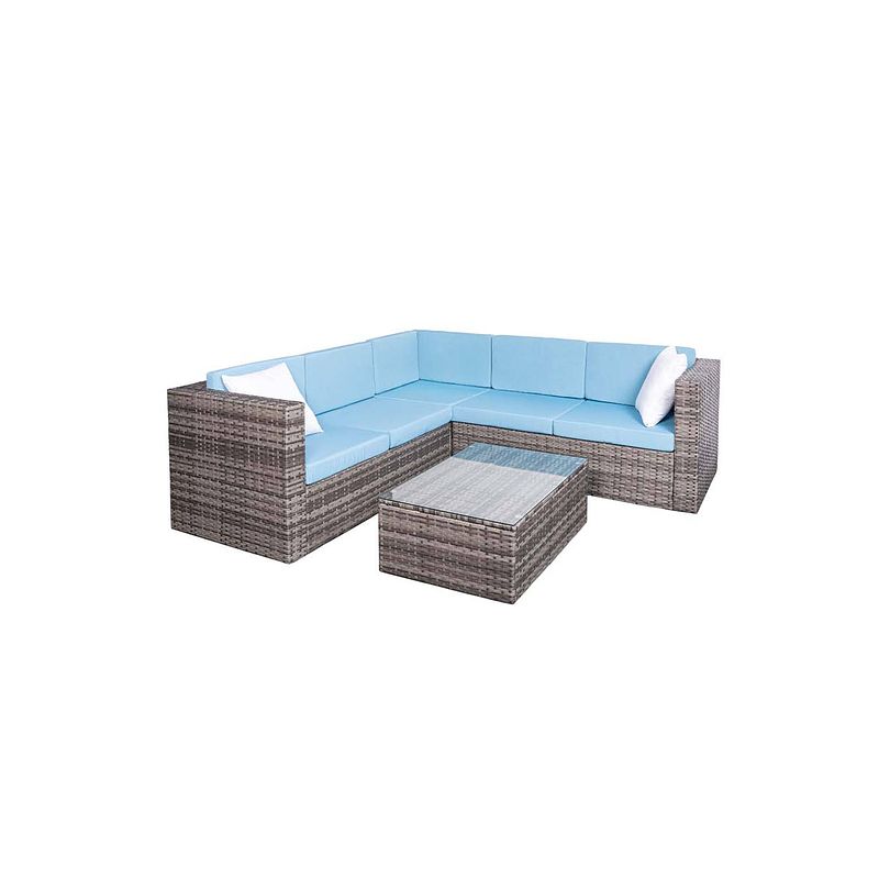 Foto van Feel furniture - wicker corner loungeset - verona - blauw