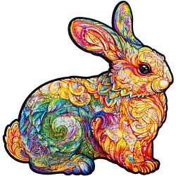 Foto van Unidragon houten puzzel dier - schitterend konijn - 106 stukjes - small 22x23 cm
