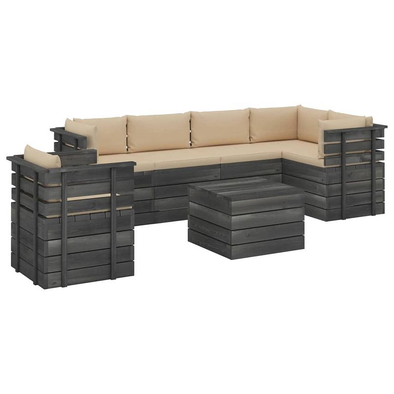 Foto van Vidaxl 7-delige loungeset met kussens pallet massief grenenhout