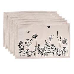 Foto van Haes deco - set van 6 placemats - 48x33 cm - 100% katoen - flora and fauna