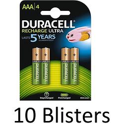 Foto van 40 stuks (10 blisters a 4 st) duracell aaa oplaadbare batterijen - 800 mah
