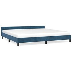 Foto van The living store bedframe fluweel - donkerblauw - 203 x 206 x 50 cm - geschikt voor 200 x 200 cm matras - stabiele