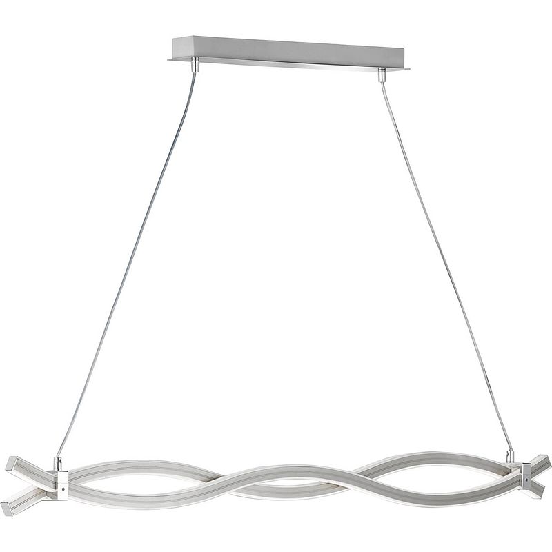 Foto van Led hanglamp - hangverlichting - trion wivo - 25w - warm wit 3000k - rechthoek - mat nikkel - aluminium