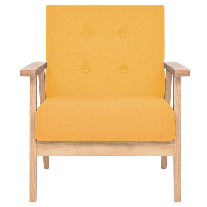 Foto van The living store fauteuil comfort - polyester - 64.5 x 67 x 73.5 cm - geel