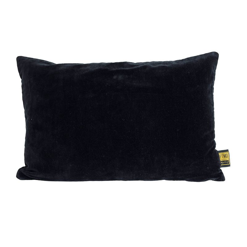 Foto van Ptmd floo black cotton velvet cushion rectangle