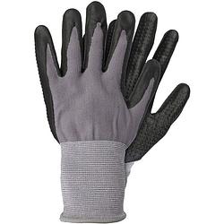Foto van Grijze/zwarte nylon werkhandschoenen met nitril coating - werkhandschoenen - klusartikelen - tuinartikelen l