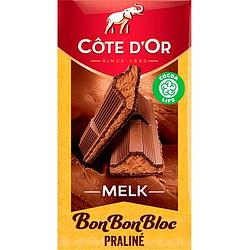 Foto van Cote d'sor bonbonbloc chocolade reep praline melk 200g bij jumbo