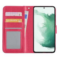 Foto van Basey samsung galaxy s22+ hoesje book case kunstleer cover hoes - donkerroze