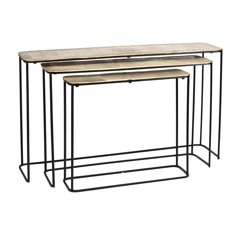 Foto van Ptmd woas champagne alu sidetable iron black base sv3