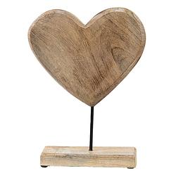 Foto van Clayre & eef decoratie beeld hart 22*7*33 cm bruin hout metaal decoratief figuur decoratieve accessoires