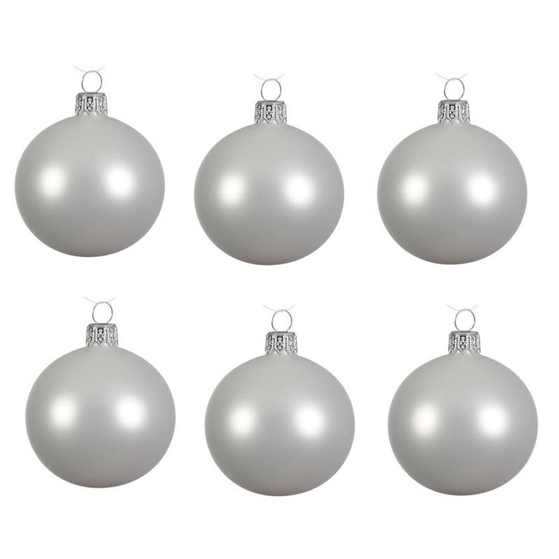 Foto van 12x glazen kerstballen mat winter wit 8 cm kerstboom versiering/decoratie - kerstbal