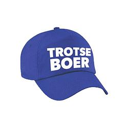 Foto van Carnaval verkleed pet / cap trotse boer blauw voor volwassenen - verkleedhoofddeksels