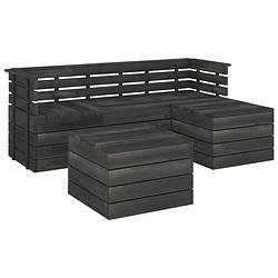 Foto van Vidaxl 5-delige loungeset pallet massief grenenhout donkergrijs