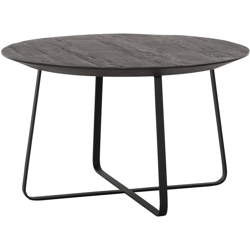 Foto van Dtp home coffee table neptunes large black,35xø60 cm, recycled teak...