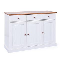 Foto van Wright dressoir 3 deuren, 3 lades wit, bruin.