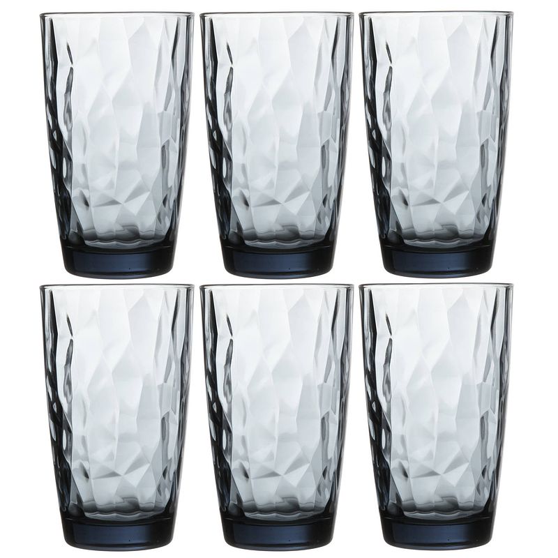 Foto van Bormioli rocco diamond longdrinkglas - 47 cl - blauw - set-6