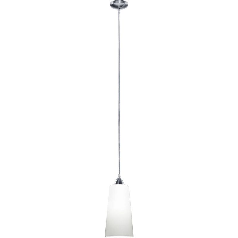 Foto van Led hanglamp - hangverlichting - trion konumo - e27 fitting - 1-lichts - rond - mat nikkel - aluminium