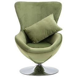Foto van The living store eivormige stoel fluweel - 64 x 64 x 86 cm - lichtgroen