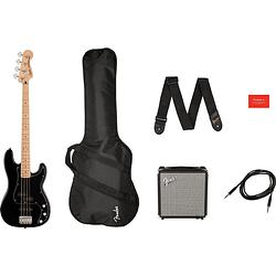 Foto van Squier affinity series precision bass pj pack mn black starterset elektrische basgitaar