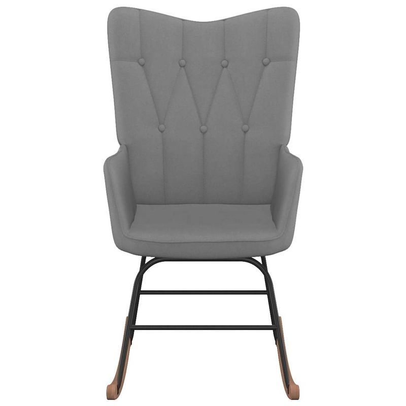 Foto van The living store schommelfauteuil - donkergrijs - 61 x 78 x 98 cm - stof/rubberwood/staal