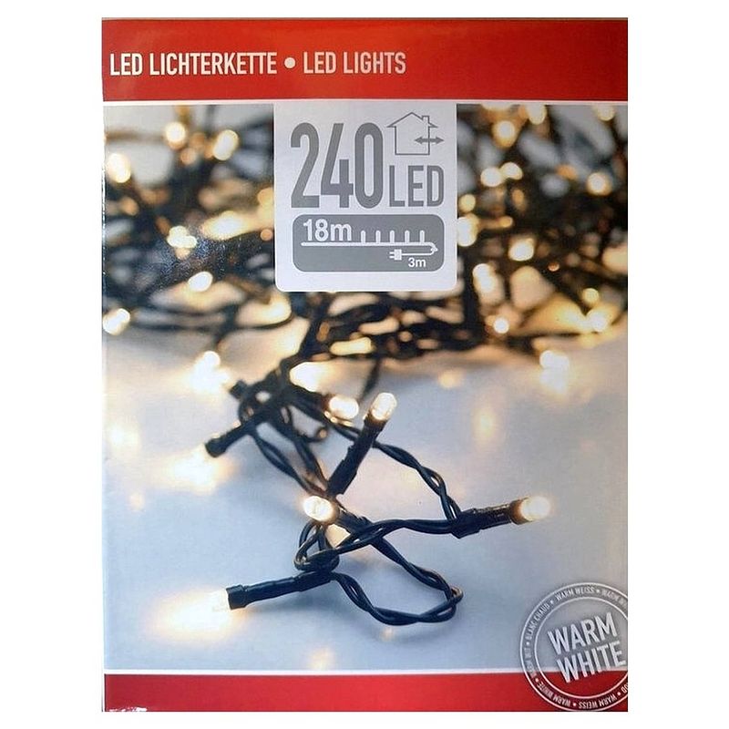 Foto van Kerstverlichting - 18 meter - 240 warm witte leds - binnen en buiten