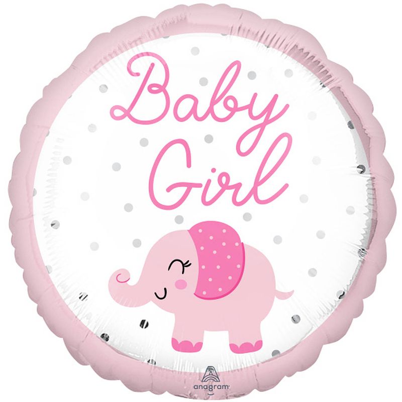 Foto van Anagram folieballon baby girl olifant 43 cm roze/wit/zilver