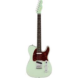 Foto van Fender american ultra luxe telecaster transparent surf green rw elektrische gitaar met koffer