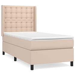 Foto van The living store boxspringbed - cappuccino - kunstleer - 203 x 83 x 118/128 cm - pocketvering matras