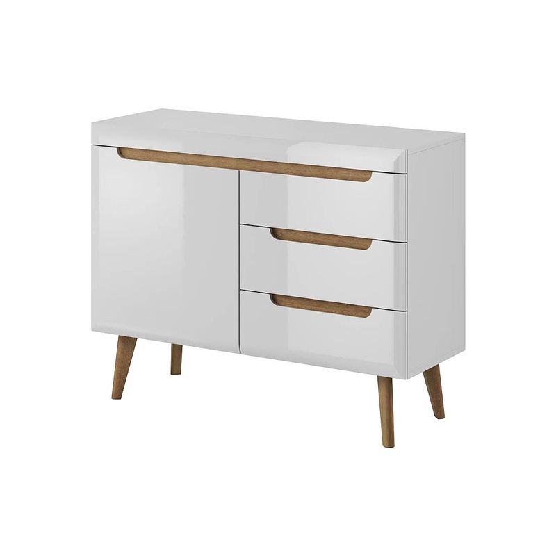 Foto van Meubella - dressoir nebraska - wit - eiken - 107 cm