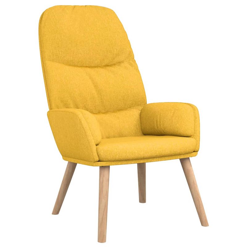 Foto van The living store relaxstoel stof mosterdgeel - fauteuil