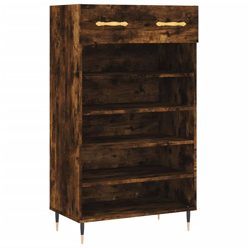 Foto van The living store schoenenkast - smoked oak - 60 x 35 x 105 cm - duurzaam materiaal