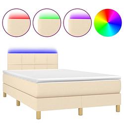 Foto van The living store bed crème 203x120x78/88 cm - led - pocketvering