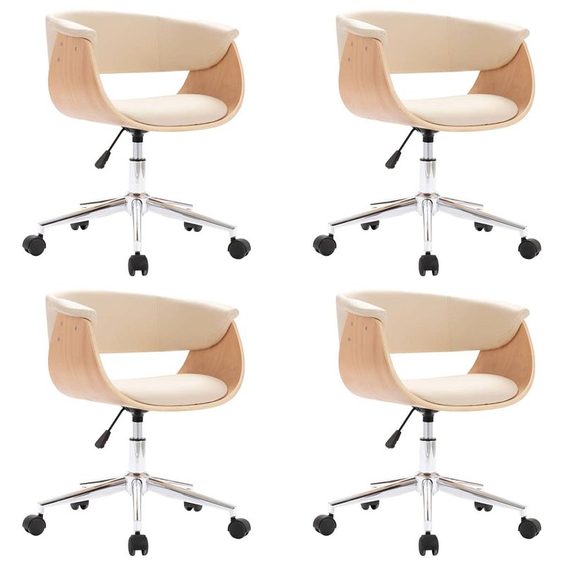 Foto van The living store draaibare eetkamerstoelen - set van 4 - crème - 59.5 x 58 x (66-74) cm - kunstleer