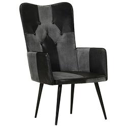 Foto van The living store armstoel - hoogwaardig - fauteuil - afmeting- 55 x 41 x 97 - kleur- zwart en grijs - materiaal- echt