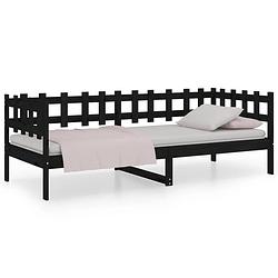 Foto van The living store slaapbank 90x190 cm massief grenenhout zwart - bed