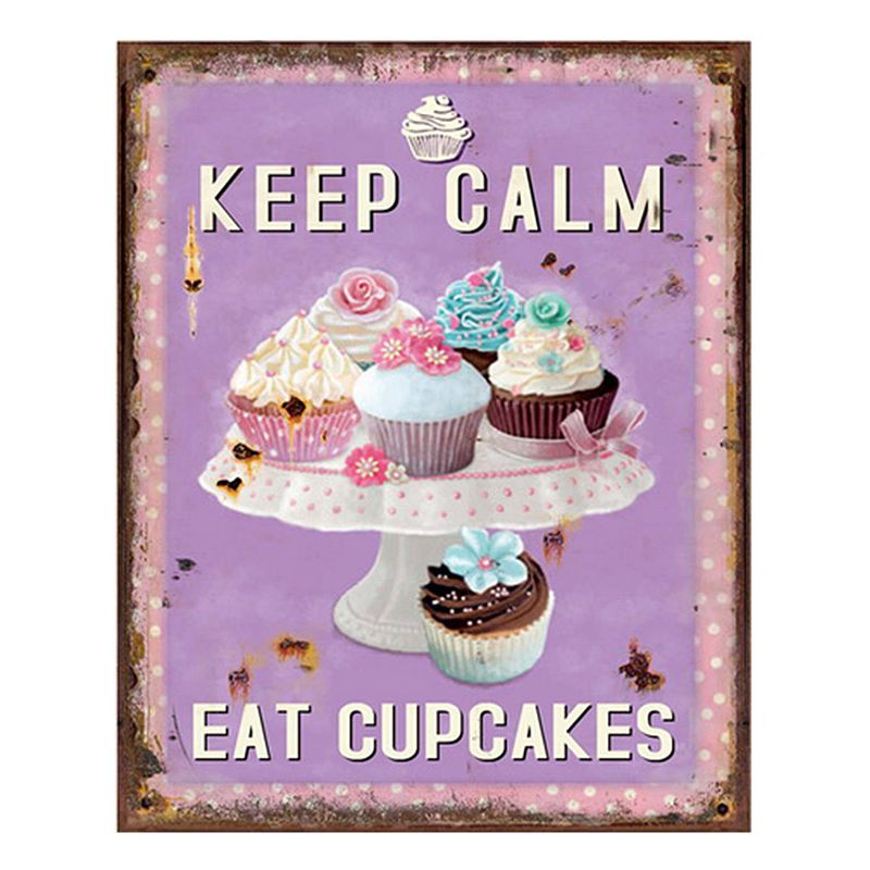 Foto van Clayre & eef tekstbord 20x25 cm paars ijzer cupcake bakery wandbord paars wandbord