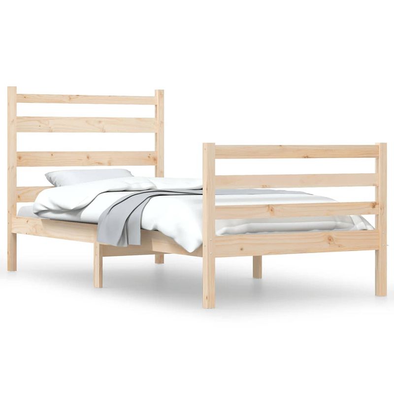 Foto van The living store houten bedframe - klassiek - 205.5 x 106 x 100 cm - massief grenenhout