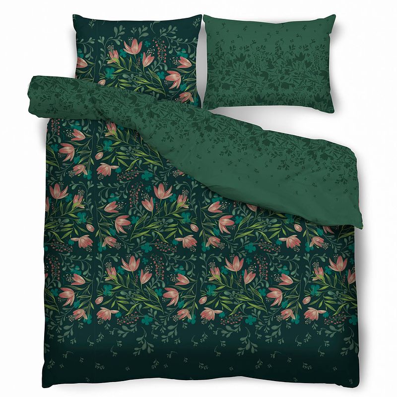 Foto van Sweet dream collection green lily tweepersoons dekbedovertrek satijnkatoen 200 x 220 cm