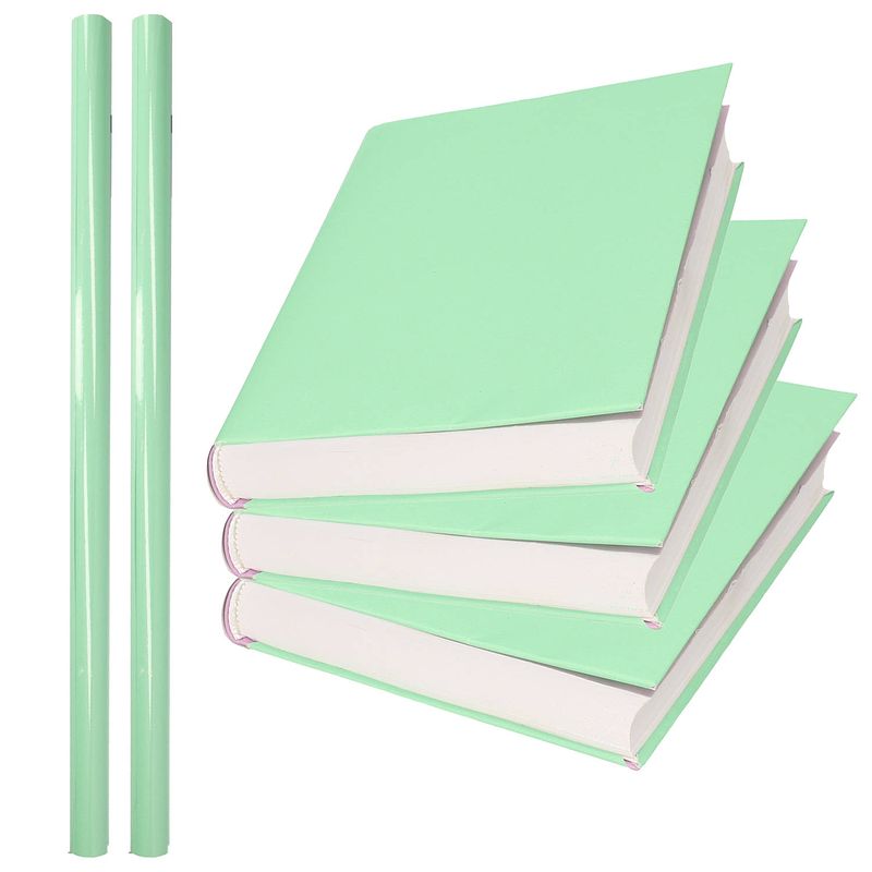 Foto van 2x rollen kadopapier / schoolboeken kaftpapier pastel groen 200 x 70 cm - kaftpapier