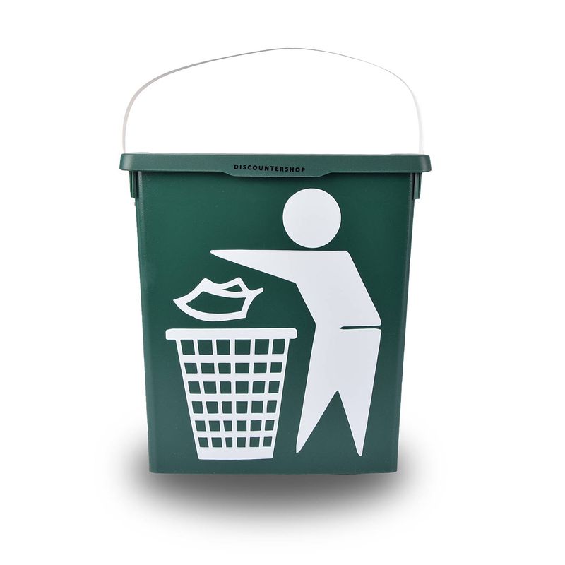 Foto van Handig klein afvalbak afvalemmer containertje 100% bio recyclable 30.8x25x14 cm organisch afval 11 liter groen 1 st