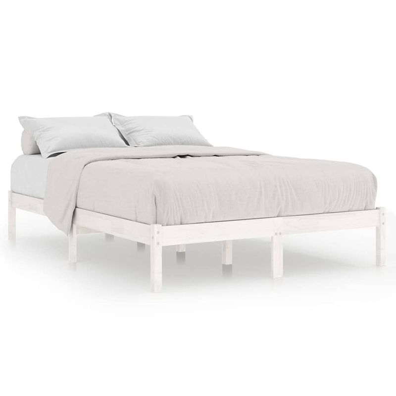 Foto van Vidaxl bedframe massief grenenhout wit 140x190 cm