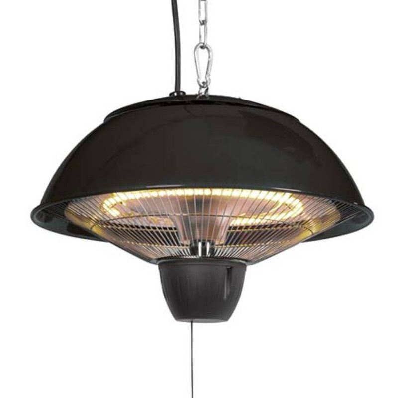 Foto van Perel terrasverwarmer hangend 1500w 42,5 x 30 cm staal zwart