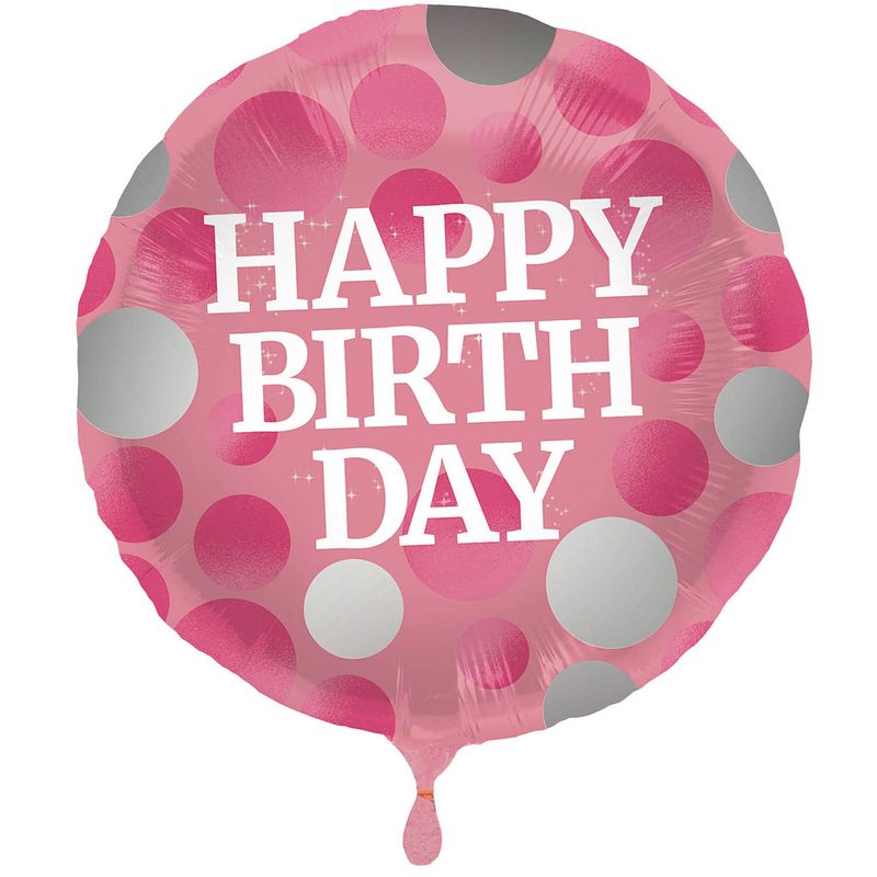 Foto van Folat folieballon happy birthday 45 cm roze/wit