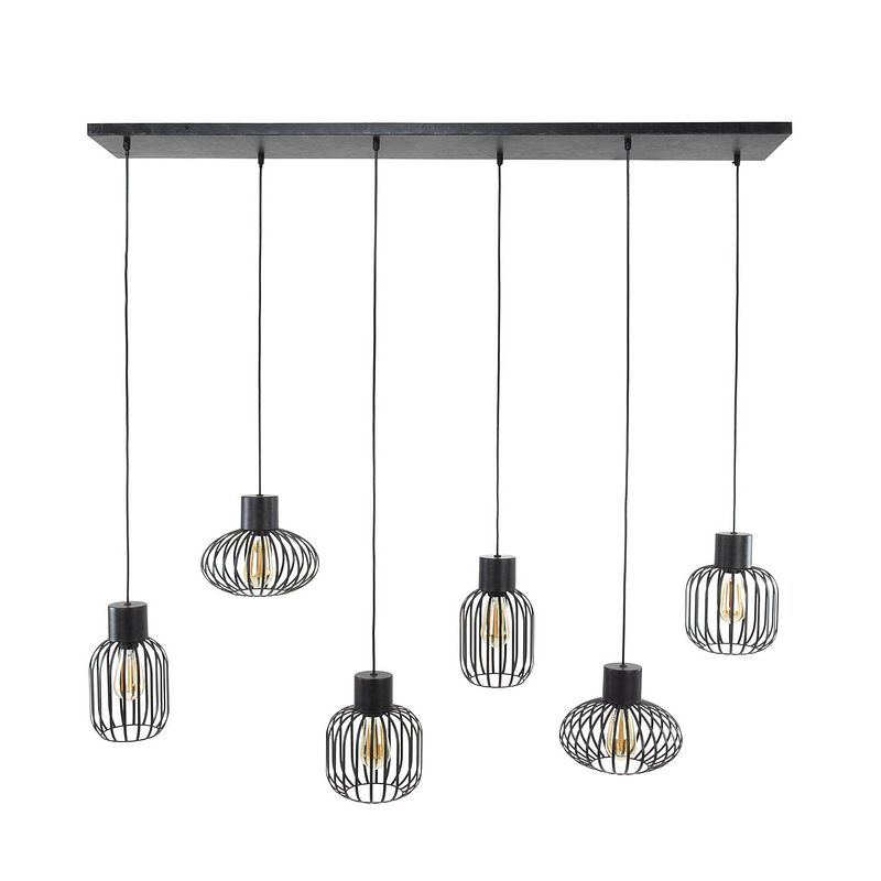 Foto van Giga meubel - hanglamp - metal mix charcoal - 6-lichts - 8kg