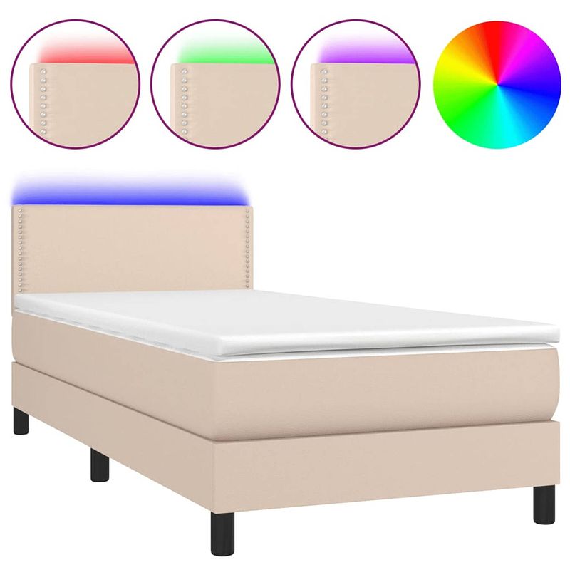 Foto van The living store bed - cappuccino kunstleer 203x100x78/88 cm - led-verlichting