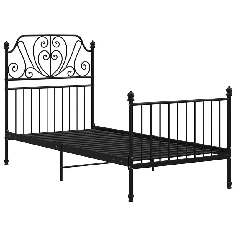 Foto van The living store metalen bedframe - zwart - 206 x 94 x 124 cm - gepoedercoat - matras 90 x 200 cm - montage vereist